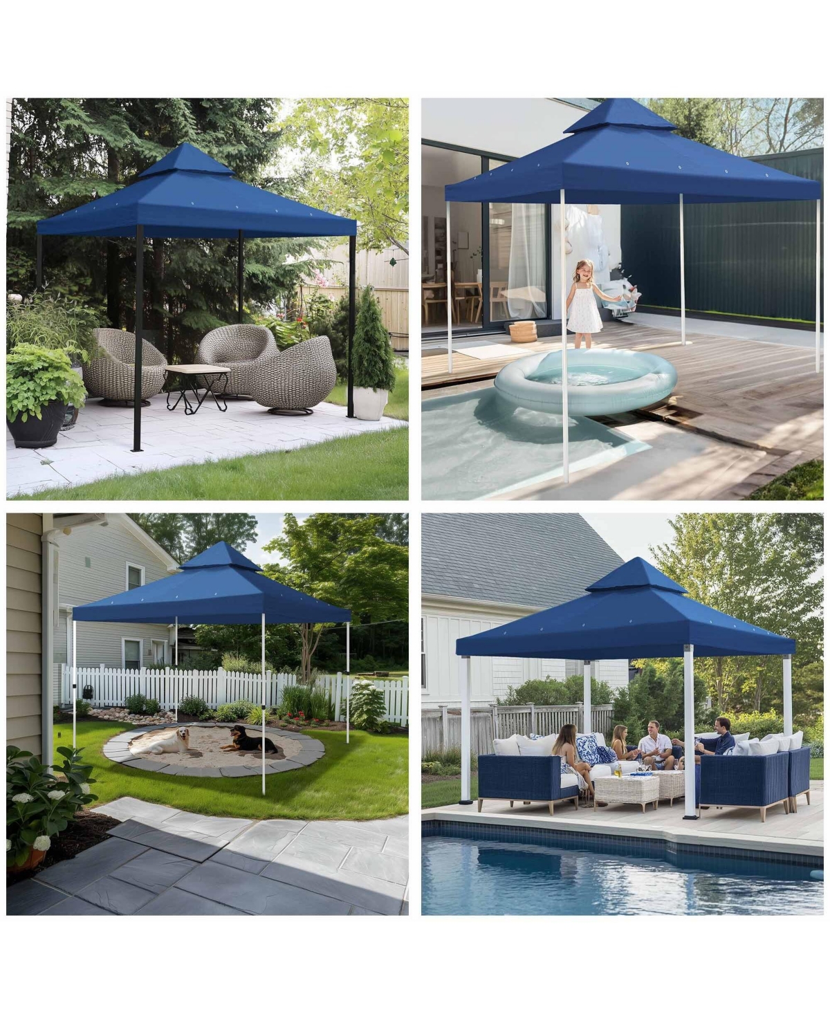 Yescom 8x8Ft 2-Tier Gazebo Top Replacement UV30+ for Dual Tier Outdoor Patio Canopy Cover Party Yard Garden Navy Blue