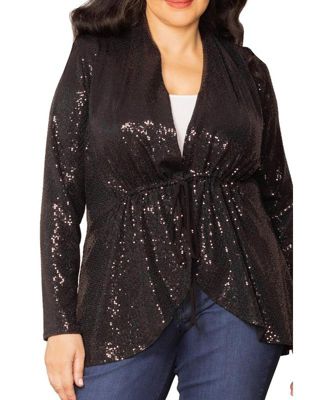 Plus Size Glitz and Glam Sequin Cardigan