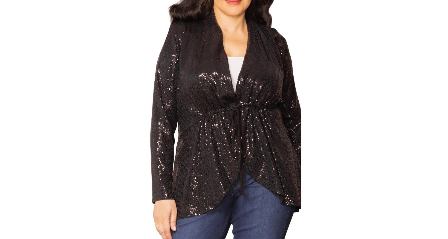 Plus Size Glitz and Glam Sequin Cardigan