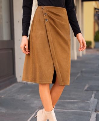 Women's Commuter Khaki Midi Skirt