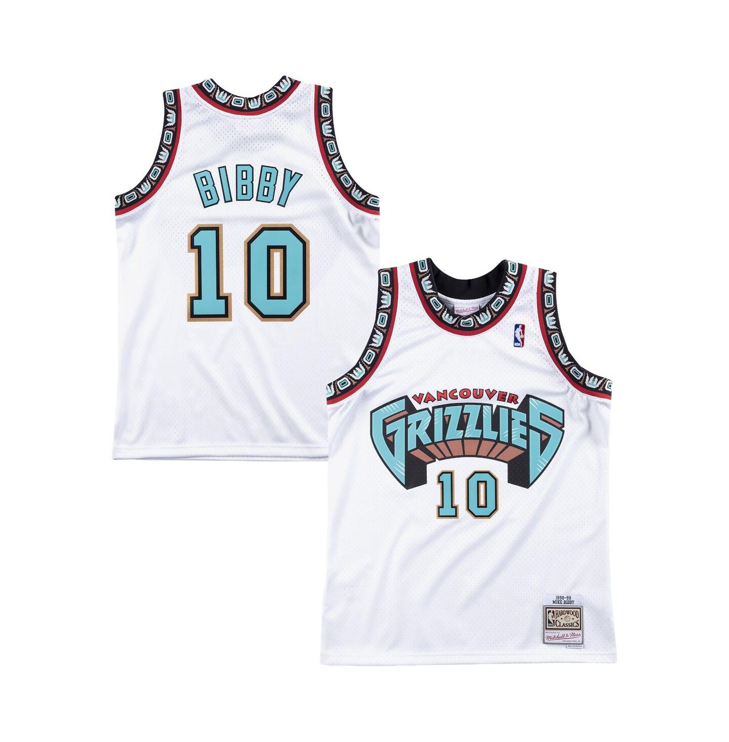 Мужской топ Mitchell & Ness Mitchell Ness Mike Bibby White Vancouver Grizzlies 1998/99 Hardwood Classics Swingman Jersey — фото 1