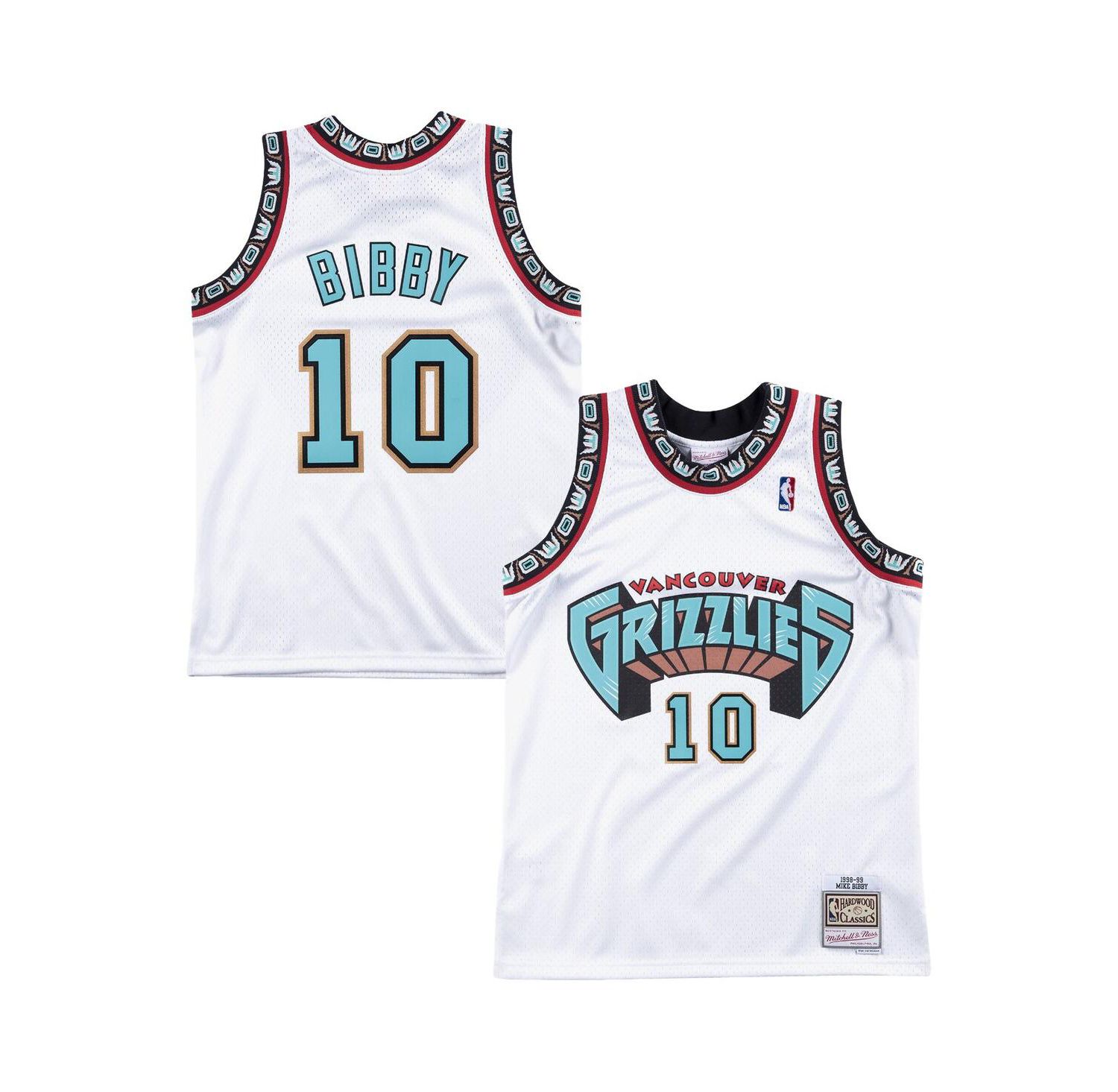 Mitchell Ness Men's Mike Bibby White Vancouver Grizzlies 1998/99 Hardwood Classics Swingman Jersey