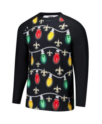 Men's 2-Piece Black New Orleans Saints Garland Knit Raglan Long Sleeve Top and Pants Set