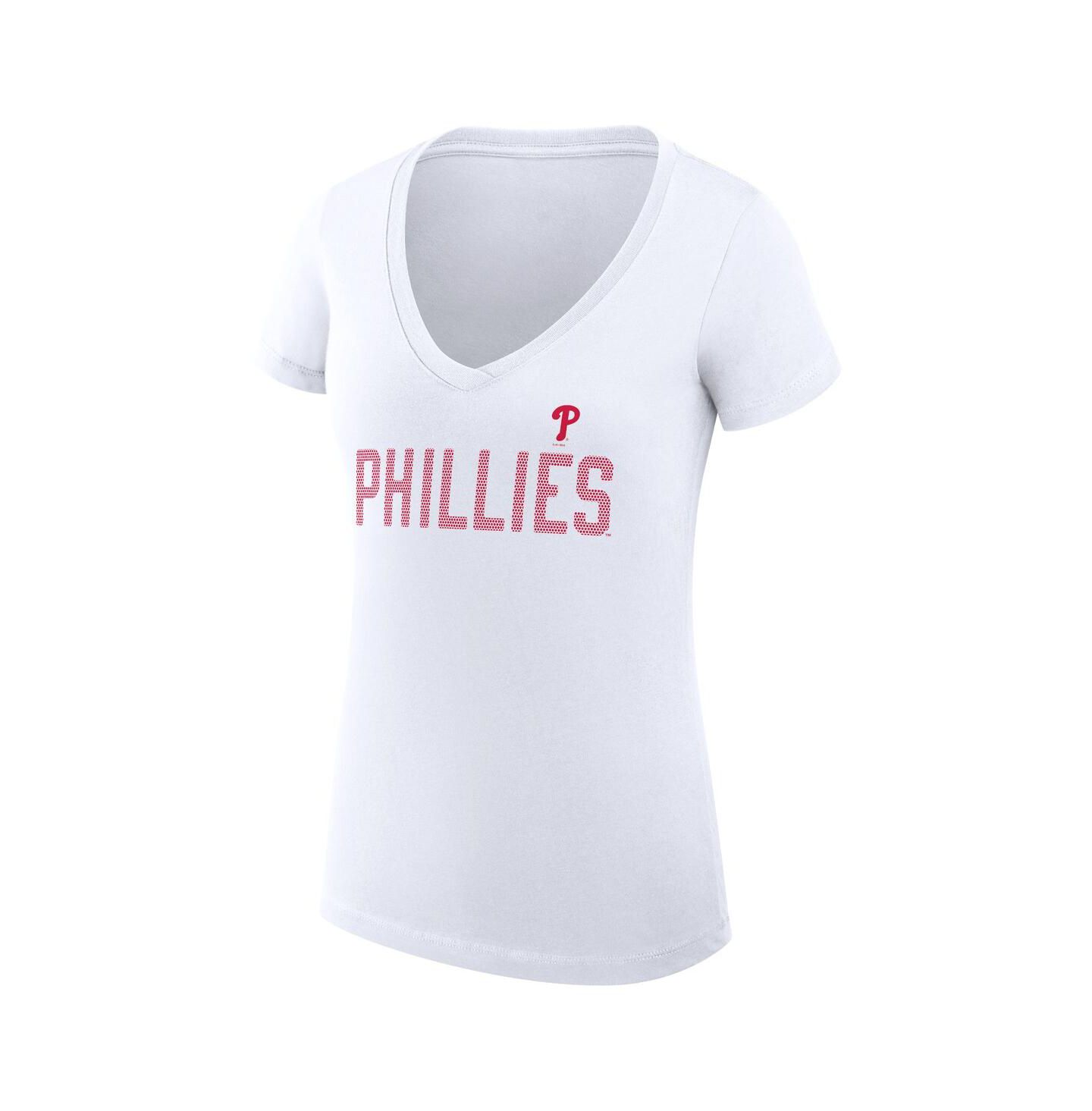 Женская футболка G-III 4Her by Carl Banks White Philadelphia Phillies Super-Slim Fit Lightweight Dot Print V-Neck — фото 2