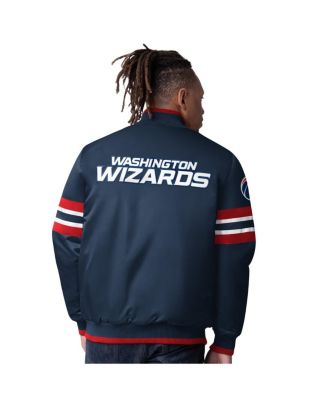 Men's Navy Washington Wizards Scout Varsity Satin Full-Snap Jacket