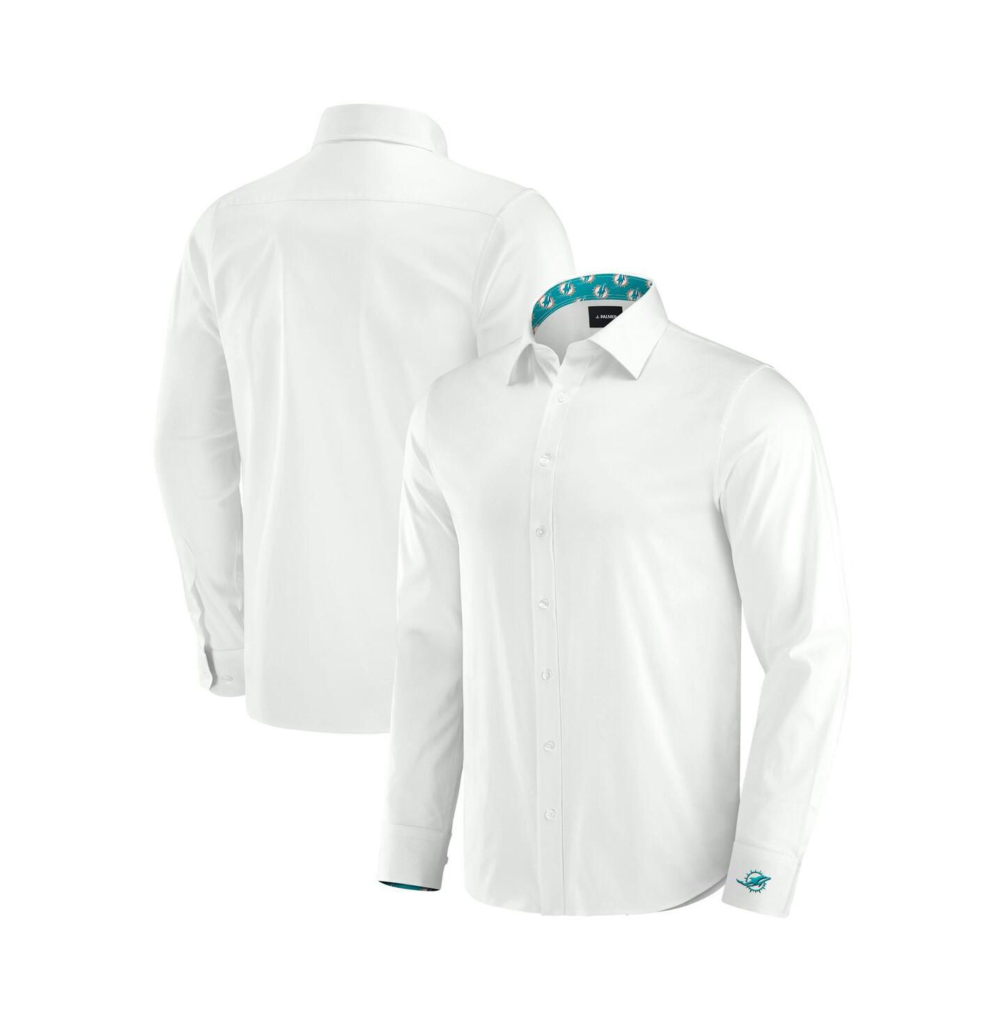 Мужская рубашка J. Palmer White Miami Dolphins Man-In-Motion Long Sleeve Button-Up Dress Shirt — фото 1