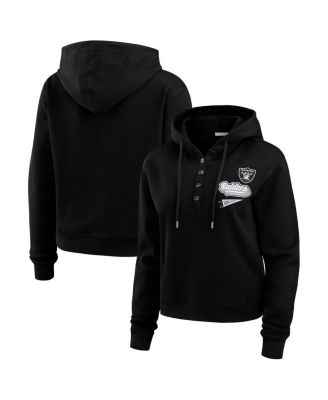 WEAR by Erin Andrews - Women's Black Las Vegas Raiders Plus Size Waffle Hoodie Pullover Top