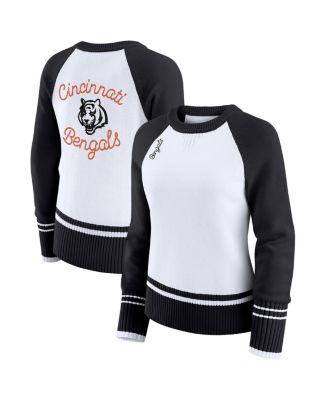 WEAR by Erin Andrews - Women's White/Black Cincinnati Bengals Colorblock Raglan Sweater