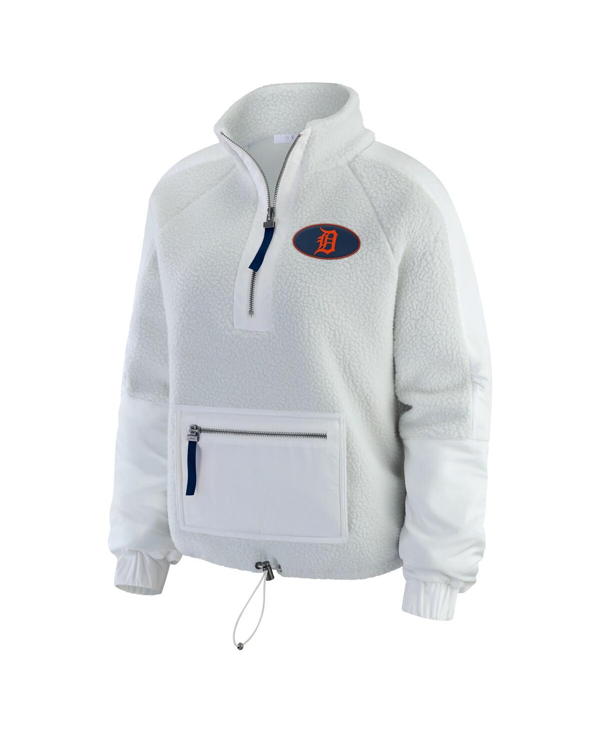 Wear By Erin Andrews Women's Gray Detroit Tigers Polar Fleece Quarter-zip Jacket In White