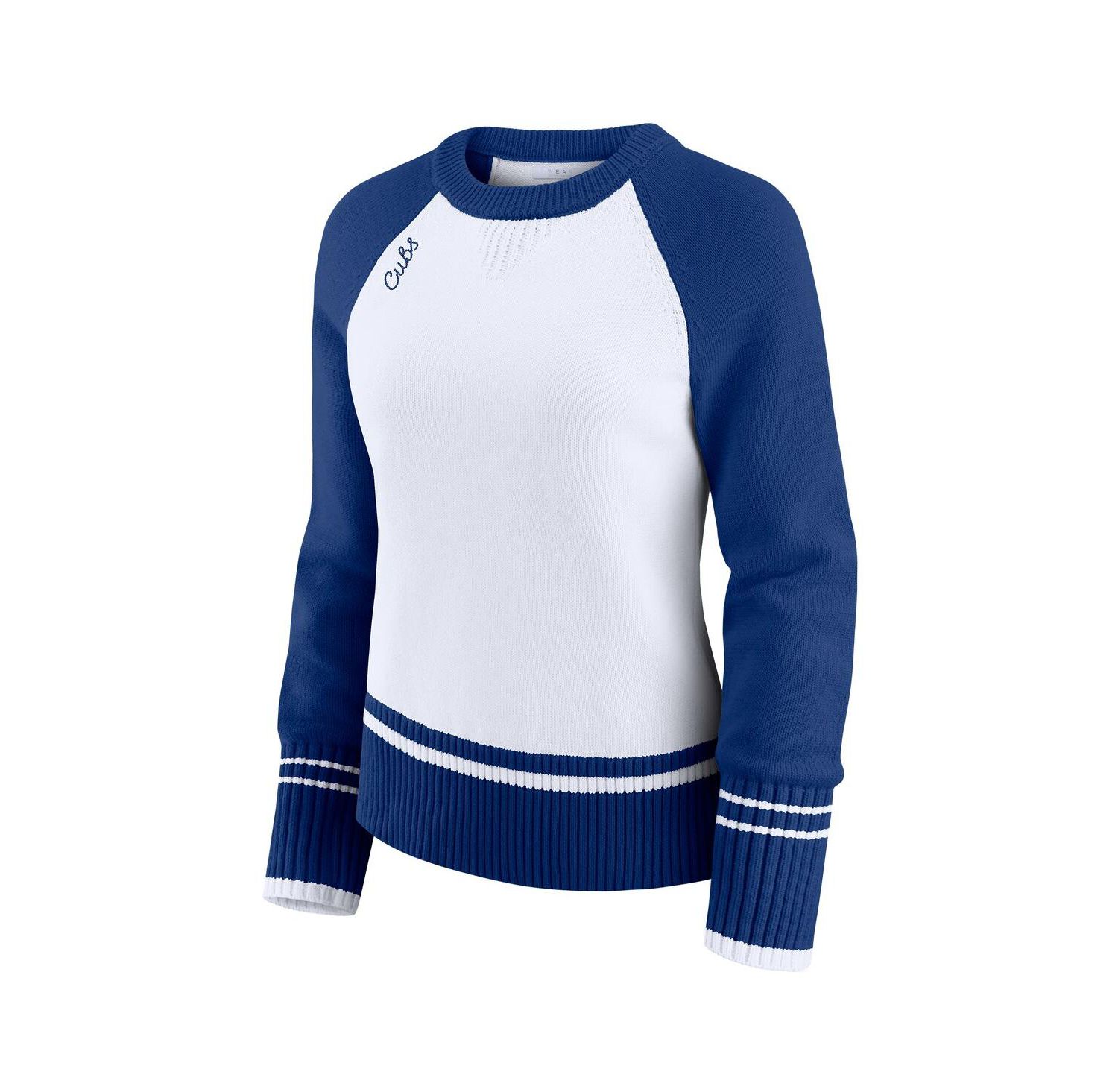 Women's White Chicago Cubs Color Block Raglan Sweater