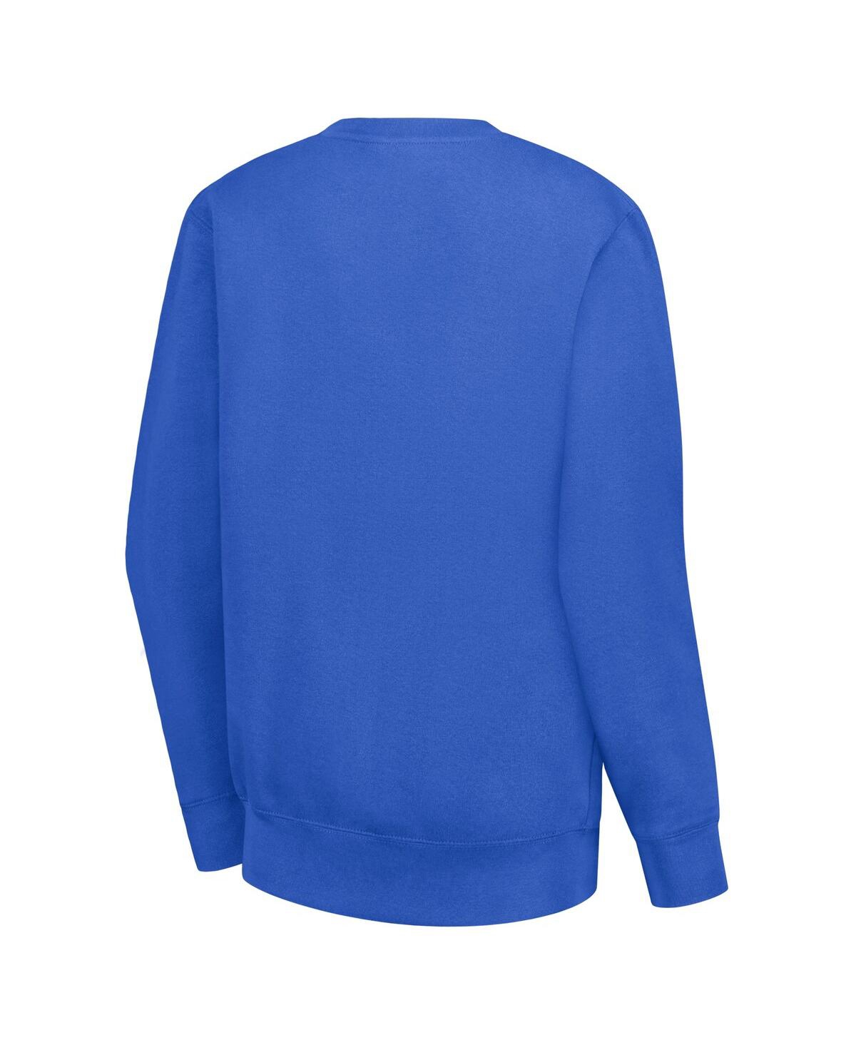 G-iii 4her By Carl Banks Women's Blue New York Rangers Collage Graphic Fleece Long Sleeve Pullover Sweatshirt In Blue