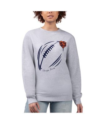 G-III 4Her by Carl Banks - Women's Heather Gray Chicago Bears Football Logo Graphic Fleece Tri-Blend Pullover Sweatshirt