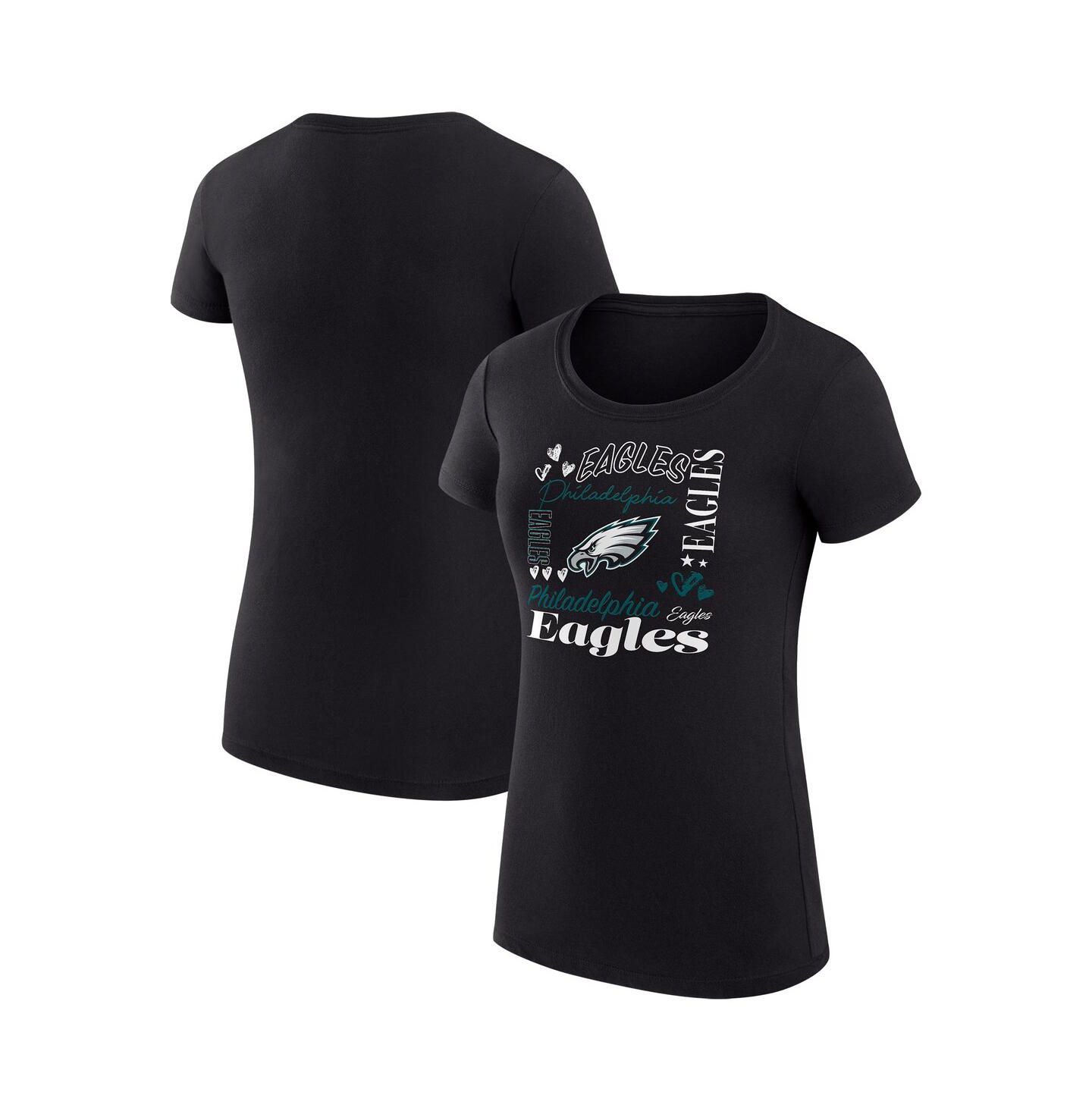 Женская футболка G-III 4Her by Carl Banks Black Philadelphia Eagles Super-Slim Fit Lightweight Collage Team — фото 1
