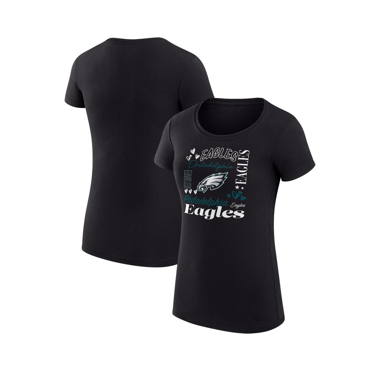 Women's Black Philadelphia Eagles Super-Slim Fit Lightweight Collage Team T-Shirt