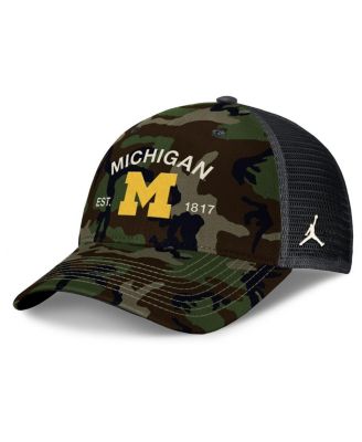 Jordan - Men's Camo Michigan Wolverines 2025 Military Appreciation Rise Adjustable Trucker Hat