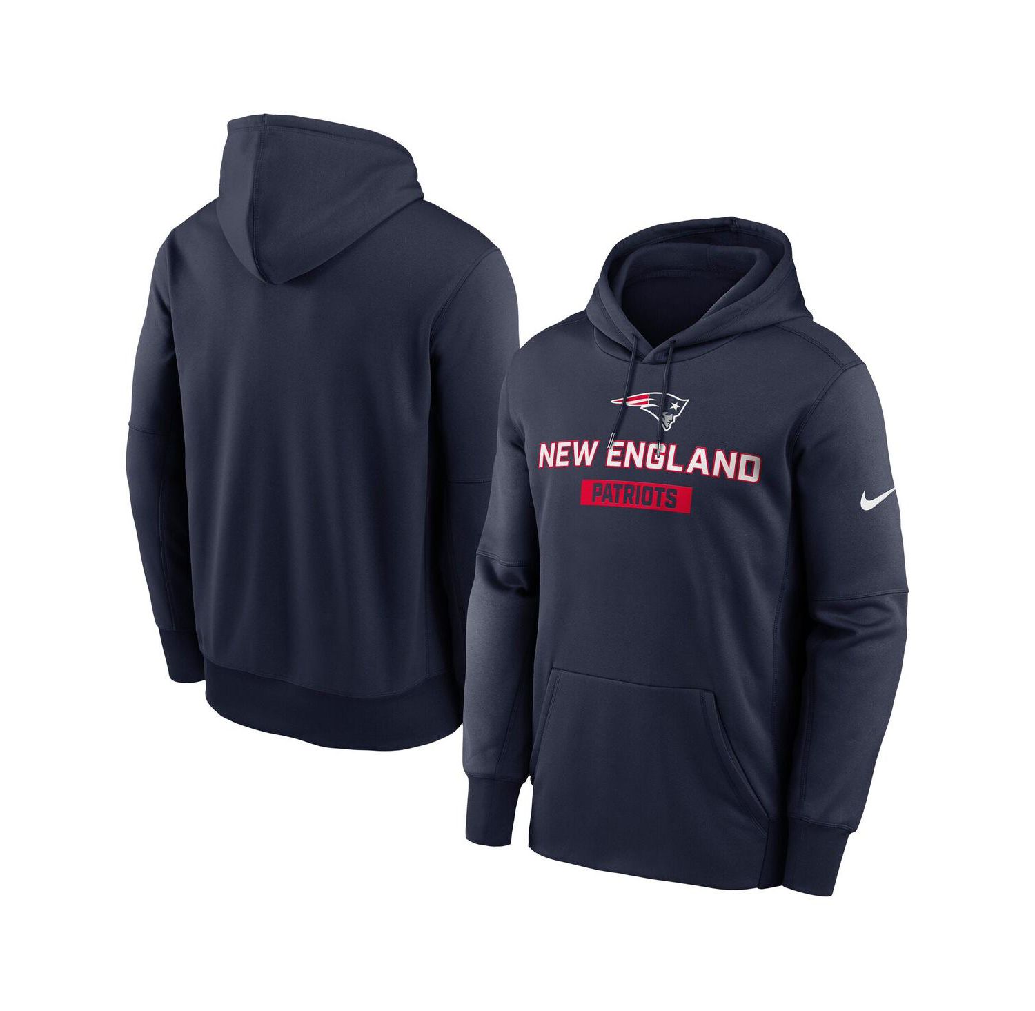 Men's Navy New England Patriots Toss Sweep Performance Pullover Hoodie