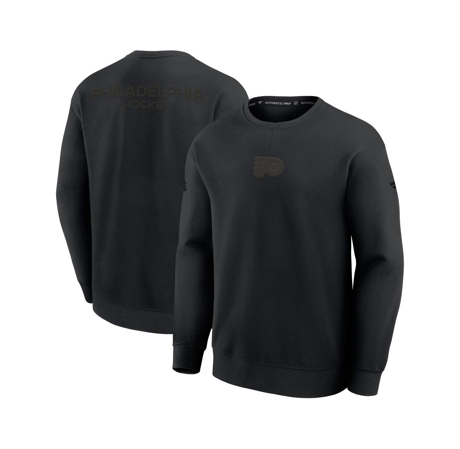 Men's Black Philadelphia Flyers Authentic Pro Road Tri-Blend Sweatshirt