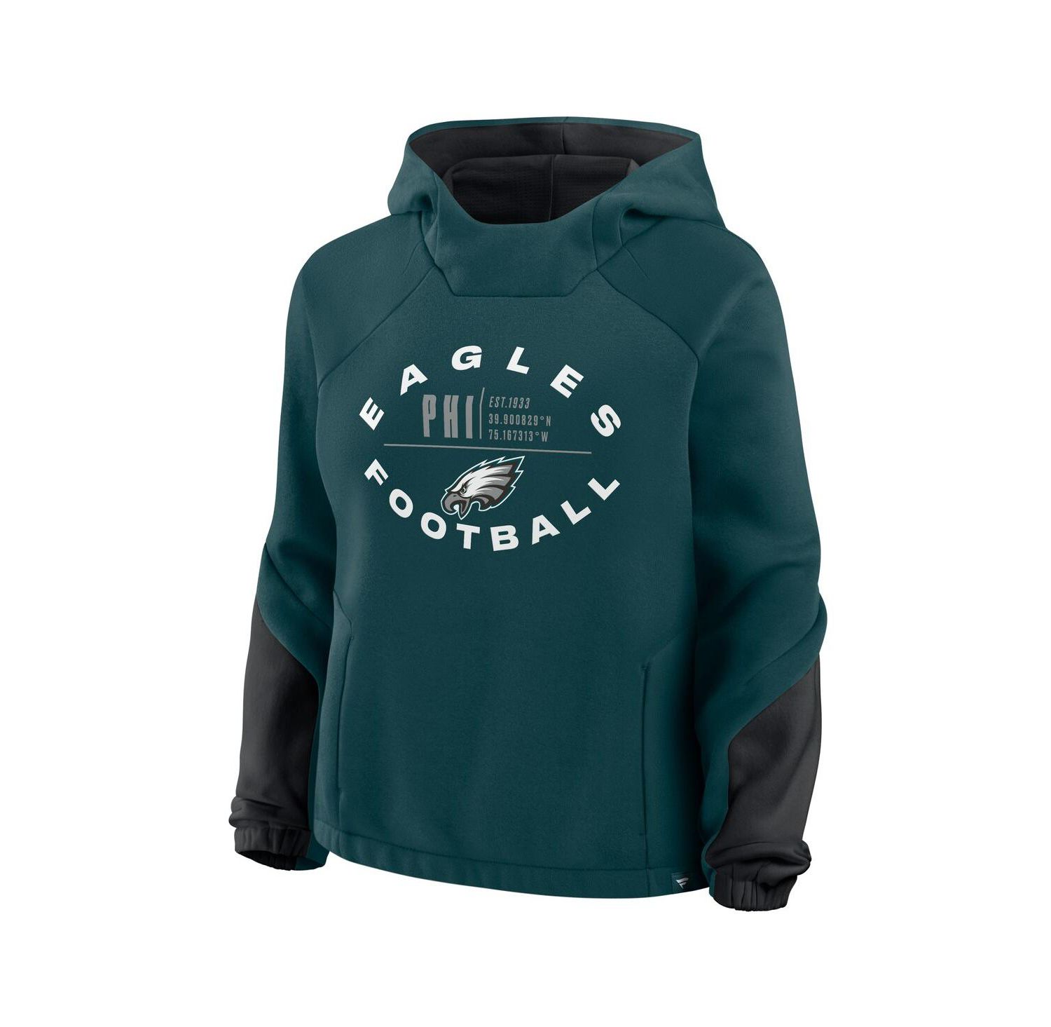 Women's Midnight Green Philadelphia Eagles Oversized Redzone Bubble Screen Pullover Hoodie