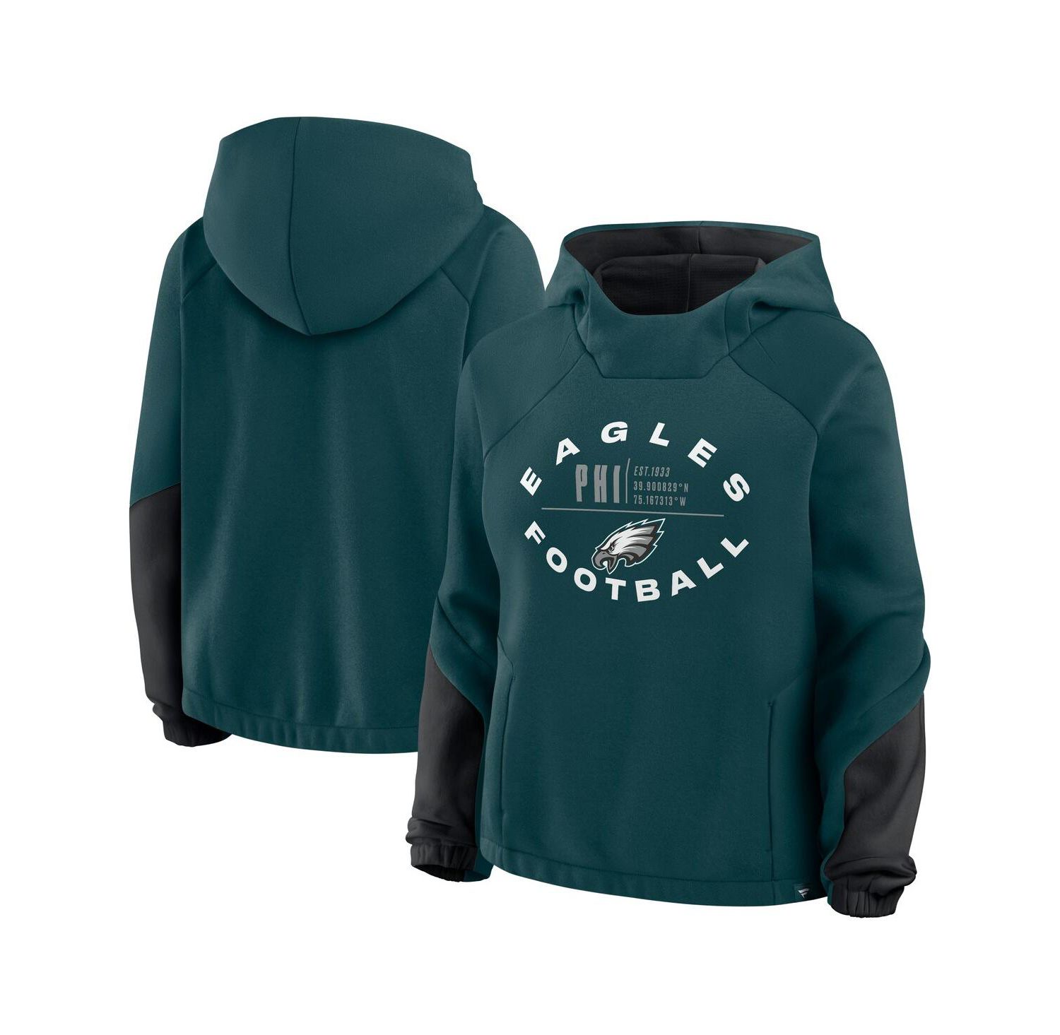 Women's Midnight Green Philadelphia Eagles Oversized Redzone Bubble Screen Pullover Hoodie