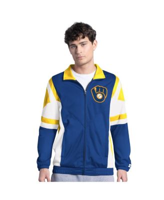 Starter - Men's Royal/Gold Milwaukee Brewers Contender Tricot Full-Zip Track Jacket