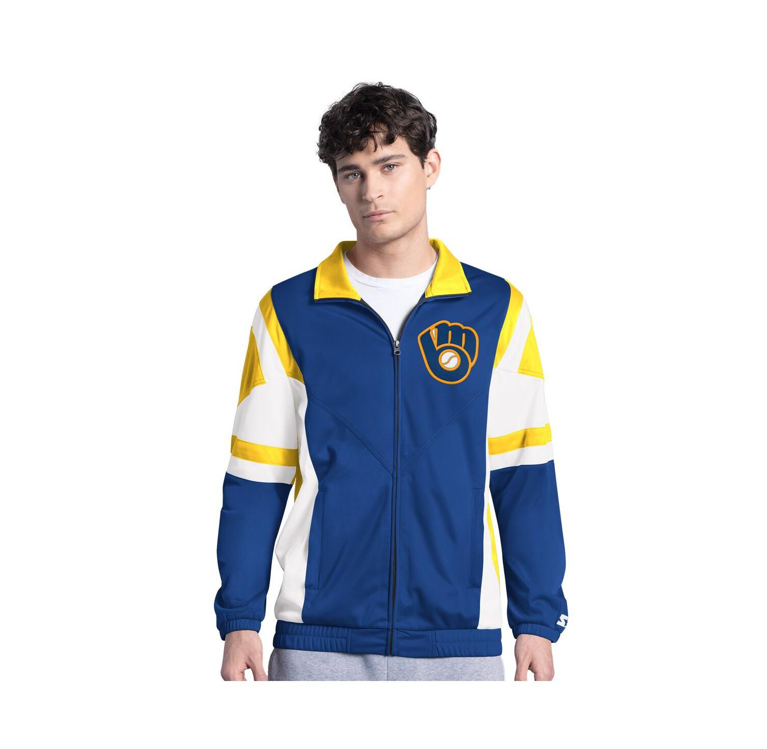 Men's Royal/Gold Milwaukee Brewers Contender Tricot Full-Zip Track Jacket