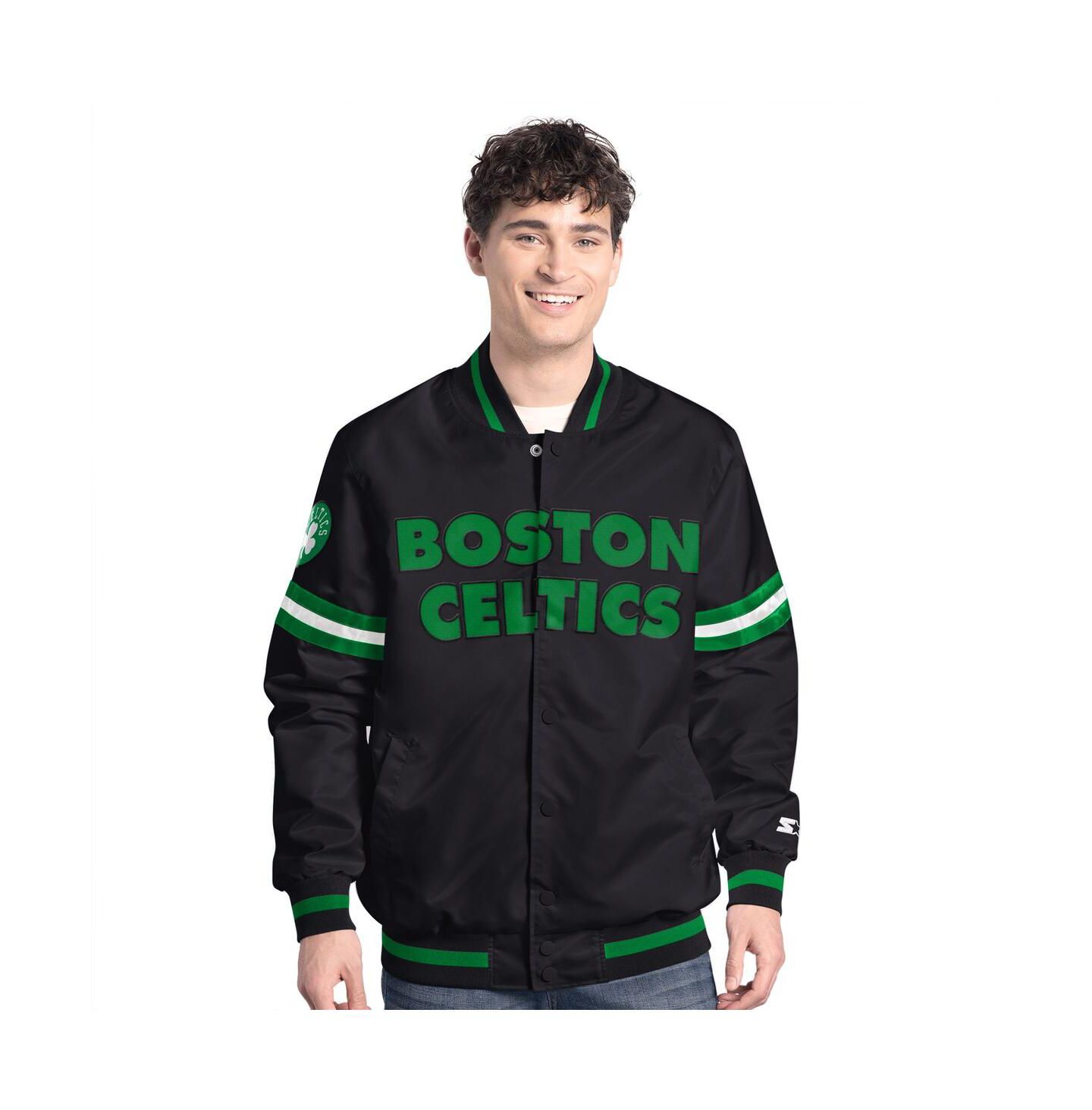 Мужская куртка Starter Black Boston Celtics Scout Varsity Full-Snap — фото 1