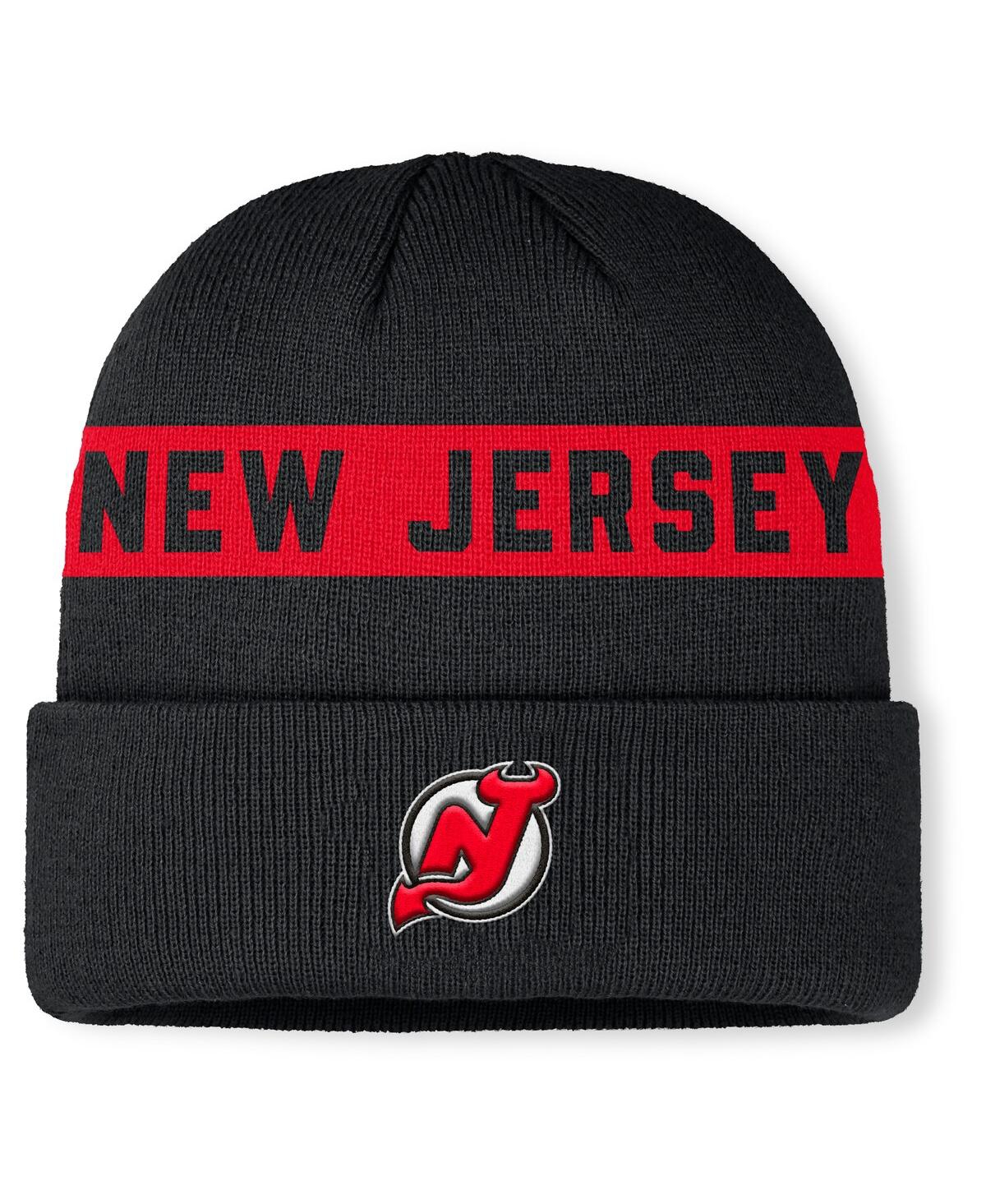 Fanatics Men's Black New Jersey Devils Authentic Pro Rink Cuffed Knit Hat