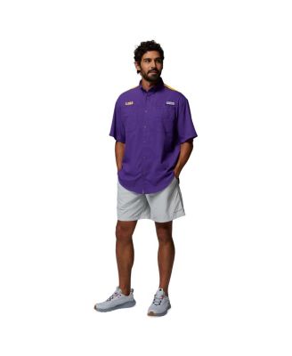 Men's Purple LSU Tigers Tamiami Color Block Omni-Shade Button-Down Shirt