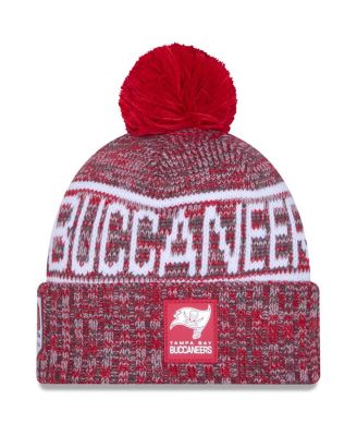 New Era - Men's Red Tampa Bay Buccaneers 2025 Sideline Cold Weather Cuffed Knit Hat with Pom