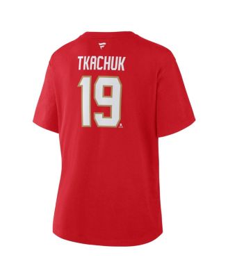 Women's Matthew Tkachuk Red Florida Panthers Authentic Stack Name Number T-Shirt