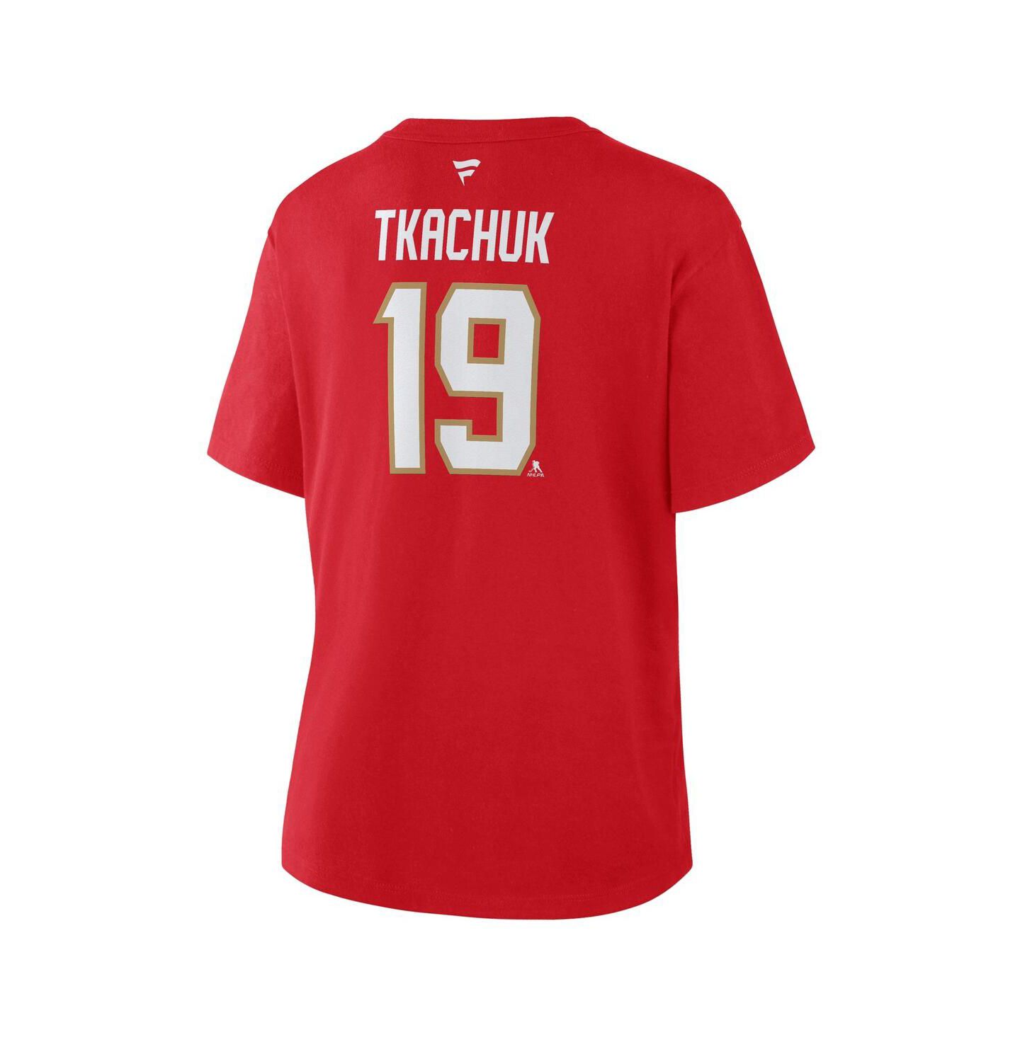 Женская футболка Fanatics Matthew Tkachuk Red Florida Panthers Authentic Stack Name & Number — фото 3