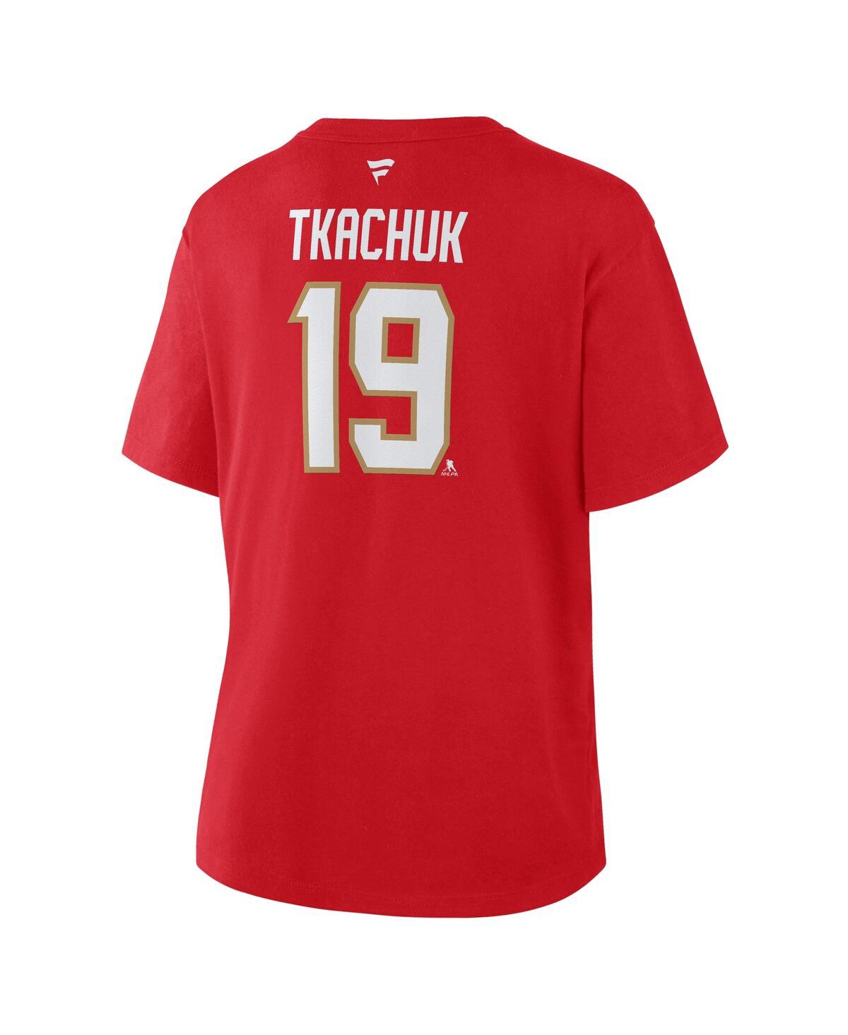 Fanatics Women's Matthew Tkachuk Red Florida Panthers Authentic Stack Name Number T-shirt In Red