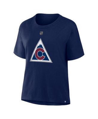 Women's Nathan MacKinnon Athletic Navy Colorado Avalanche Authentic Stack Name Number T-Shirt