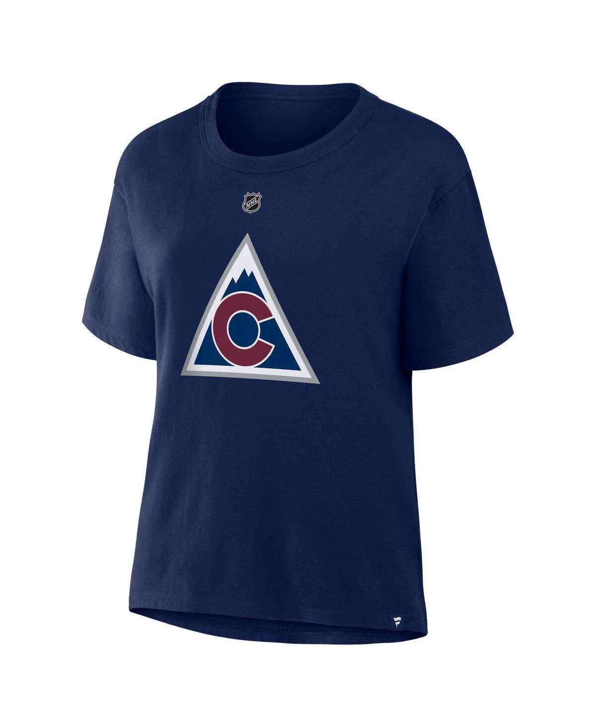 Fanatics Women's Nathan Mackinnon Athletic Navy Colorado Avalanche Authentic Stack Name Number T-shirt In Blue