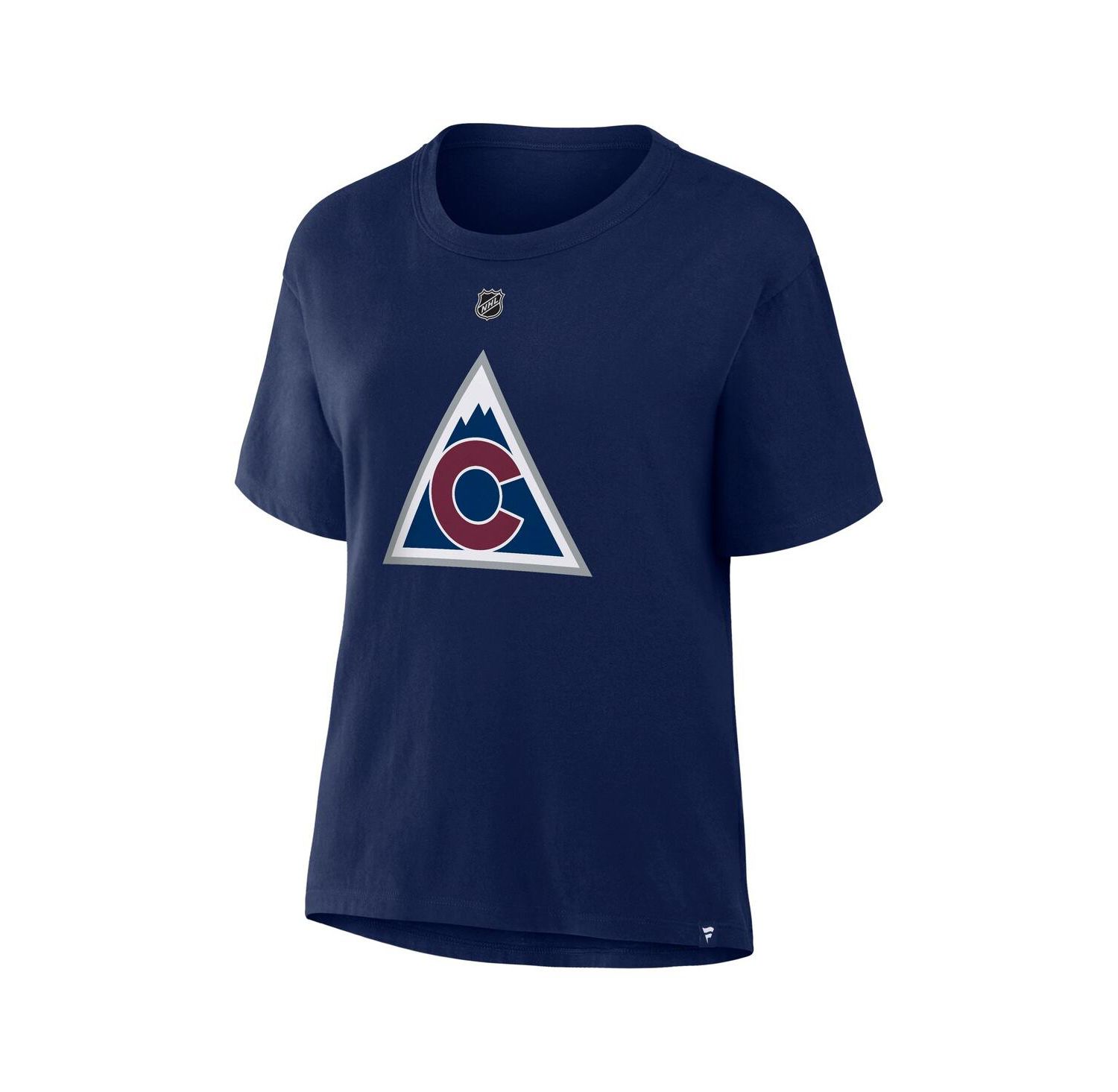 Women's Nathan MacKinnon Athletic Navy Colorado Avalanche Authentic Stack Name & Number T-Shirt