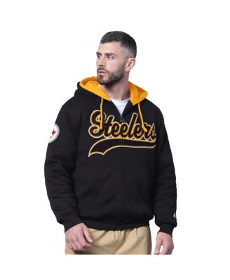 Starter - Men's Black Pittsburgh Steelers Big Shot Full-Zip Double Hoodie
