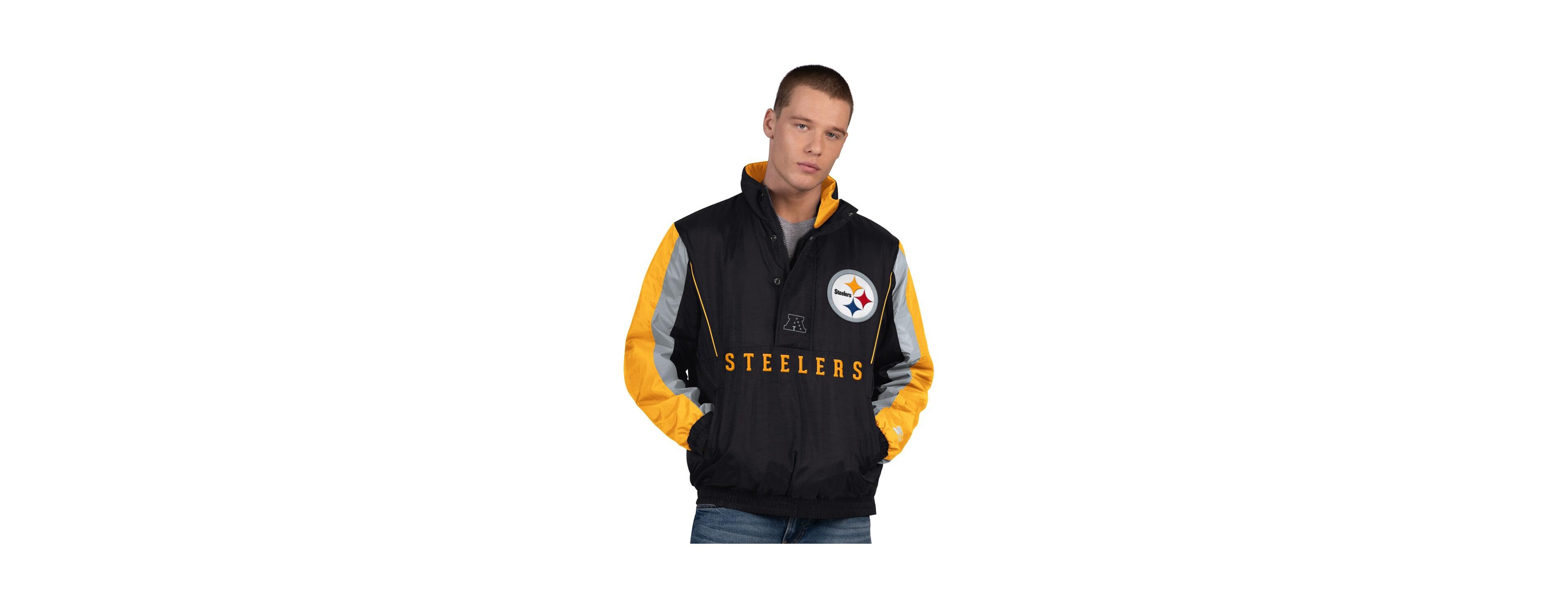 Starter Men's Black Pittsburgh Steelers Thursday Night Gridiron Half-Zip Jacket
