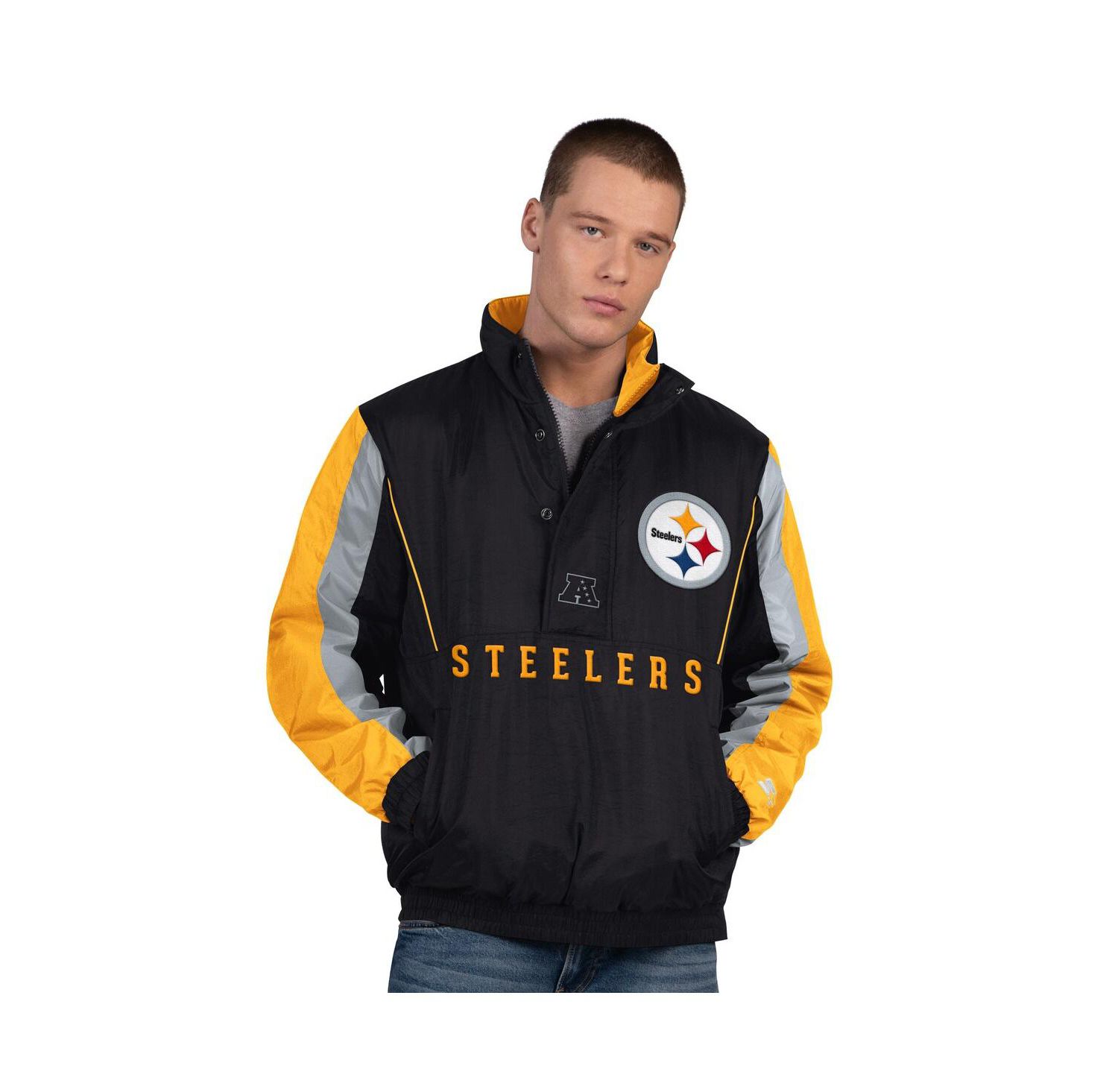 Men's Black Pittsburgh Steelers Thursday Night Gridiron Half-Zip Jacket