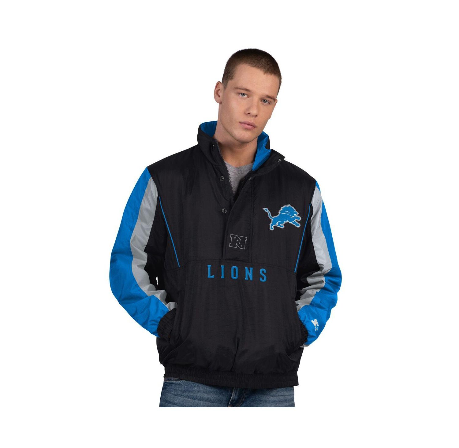Men's Black Detroit Lions Thursday Night Gridiron Half-Zip Jacket