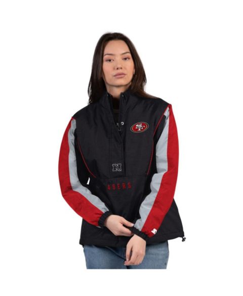 Женские куртки Starter Women's Black/Scarlet San Francisco 49ers Thursday Night Gridiron Half-Zip Jacket