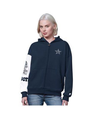 Starter - Women's Navy Dallas Cowboys 4th Down Full-Zip Hoodie