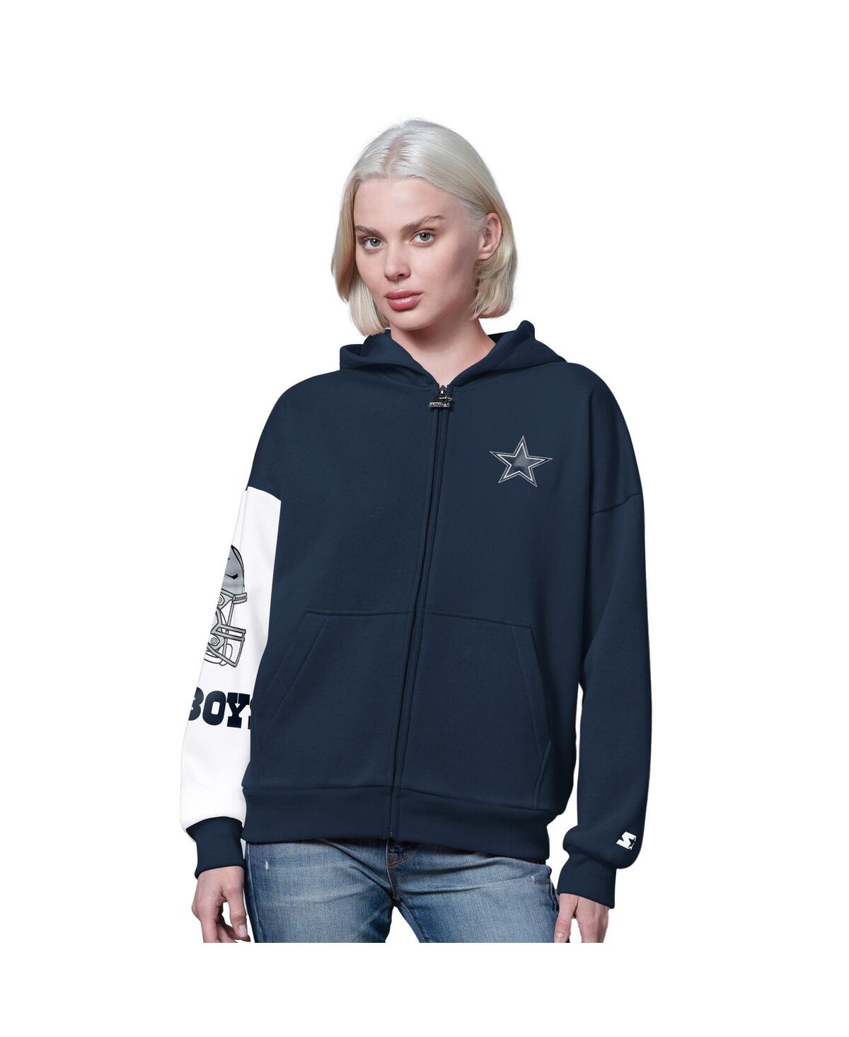 Starter Women's Navy Dallas Cowboys 4th Down Full-zip Hoodie In Blue