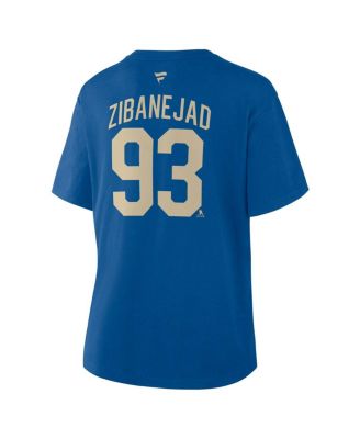Women's Mika Zibanejad Blue New York Rangers Authentic Stack Name Number T-Shirt