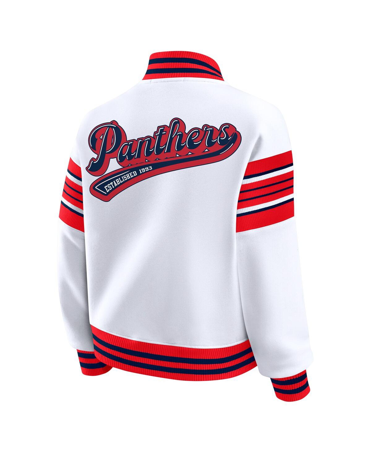 Wear By Erin Andrews Women's White/red Florida Panthers Full-snap Fleece Sweatshirt Jacket In Multi