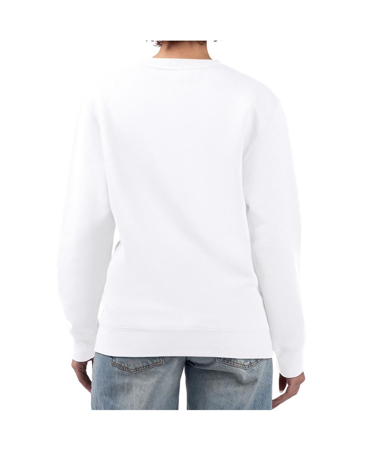 G-iii 4her By Carl Banks Women's White Milwaukee Brewers Distressed Baseball Team Fleece Pullover Sweatshirt In White