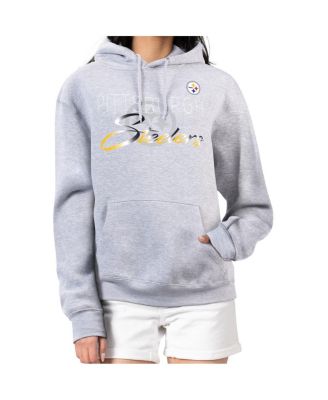 G-III 4Her by Carl Banks - Women's Gray Pittsburgh Steelers Shadow Logo Fleece Pullover Hoodie