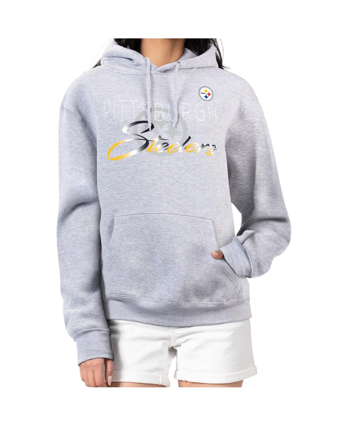 G-iii 4her By Carl Banks Women's Gray Pittsburgh Steelers Shadow Logo Fleece Pullover Hoodie