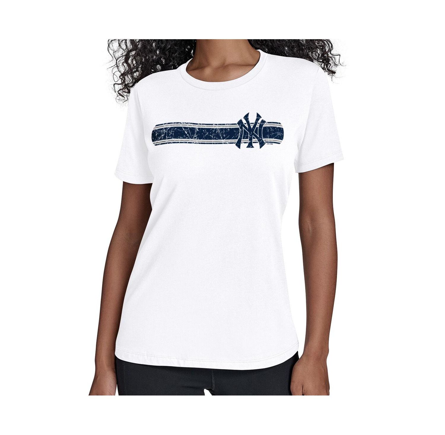 Women's White New York Yankees Team Stripe T-Shirt