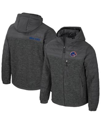 Colosseum - Men's Charcoal Boise State Broncos Nightman Full-Zip Hoodie Puffer Jacket