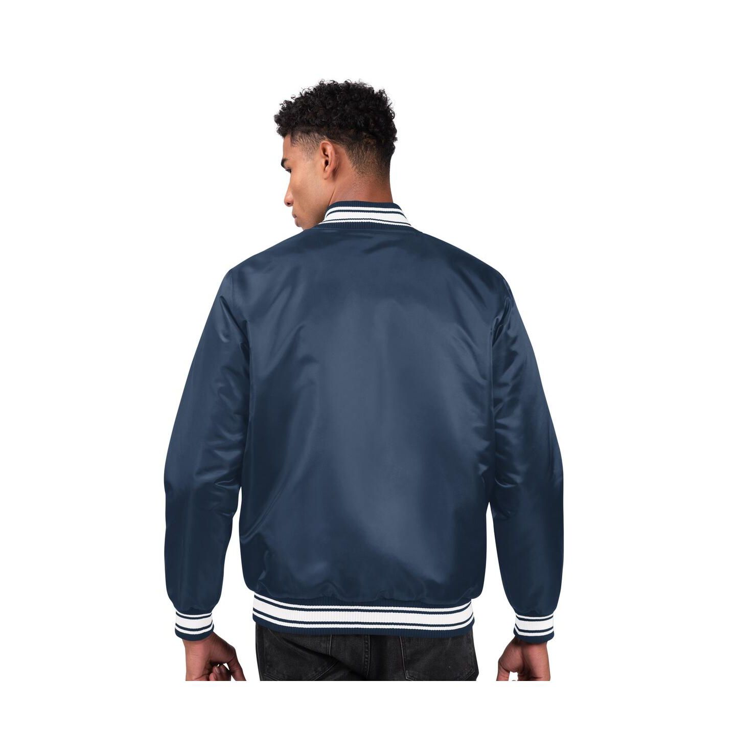 Мужская куртка Starter Navy Michigan Wolverines Core Satin Varsity Full-Snap — фото 2
